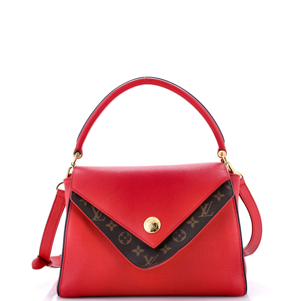 Louis Vuitton Double V Handbag Calfskin with Monogram Canvas